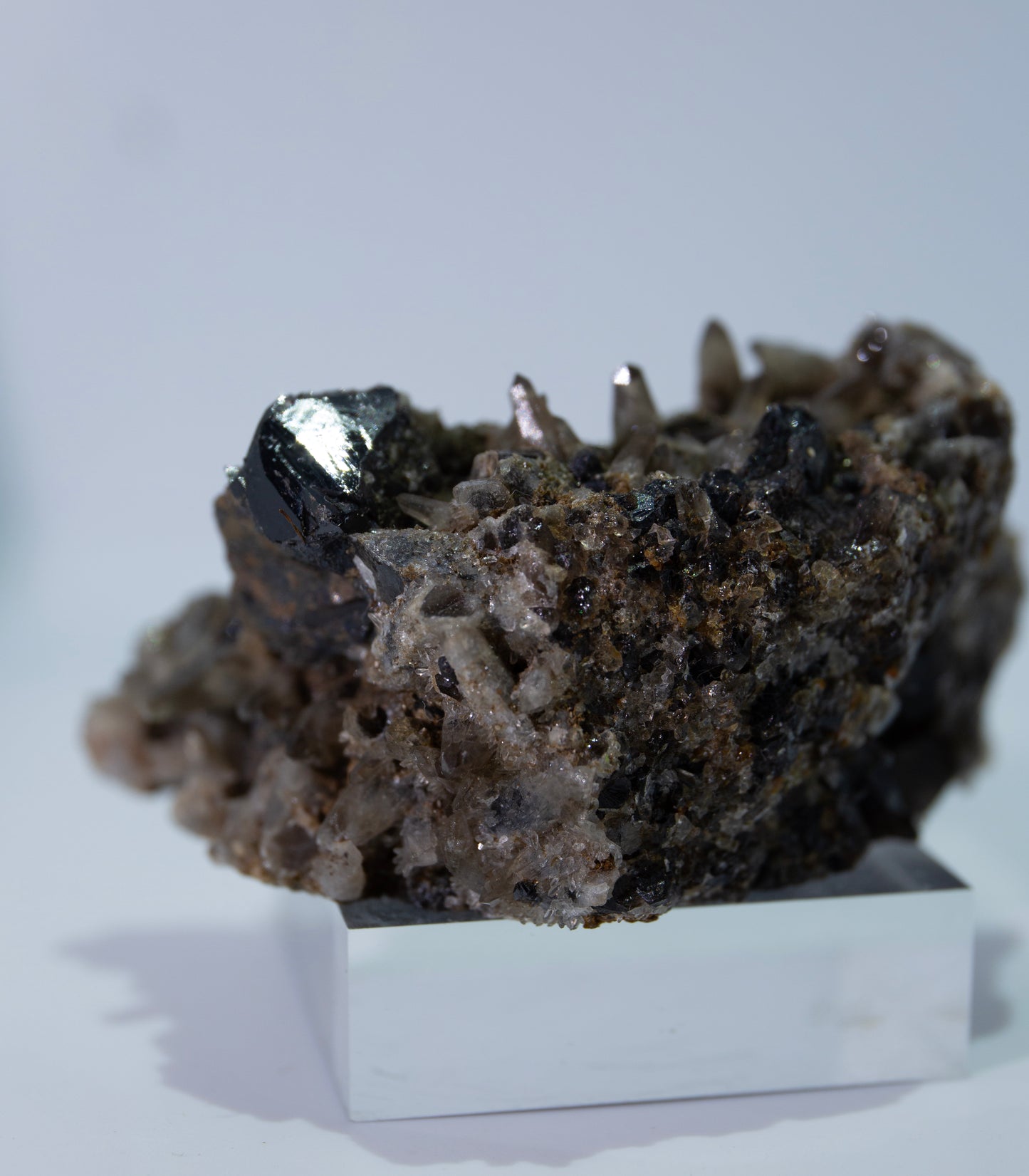 Cassiterite and smoky Quartz