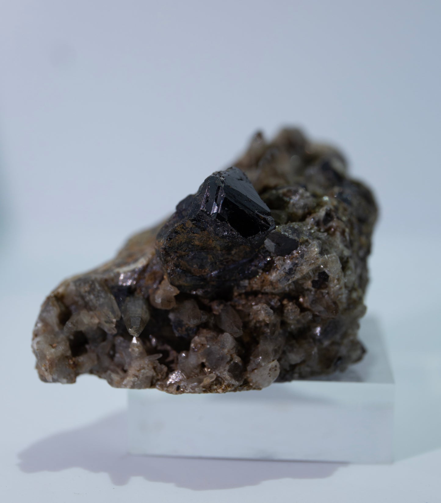 Cassiterite and smoky Quartz