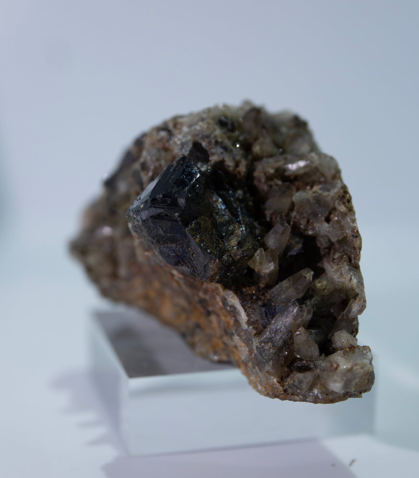Cassiterite and smoky Quartz