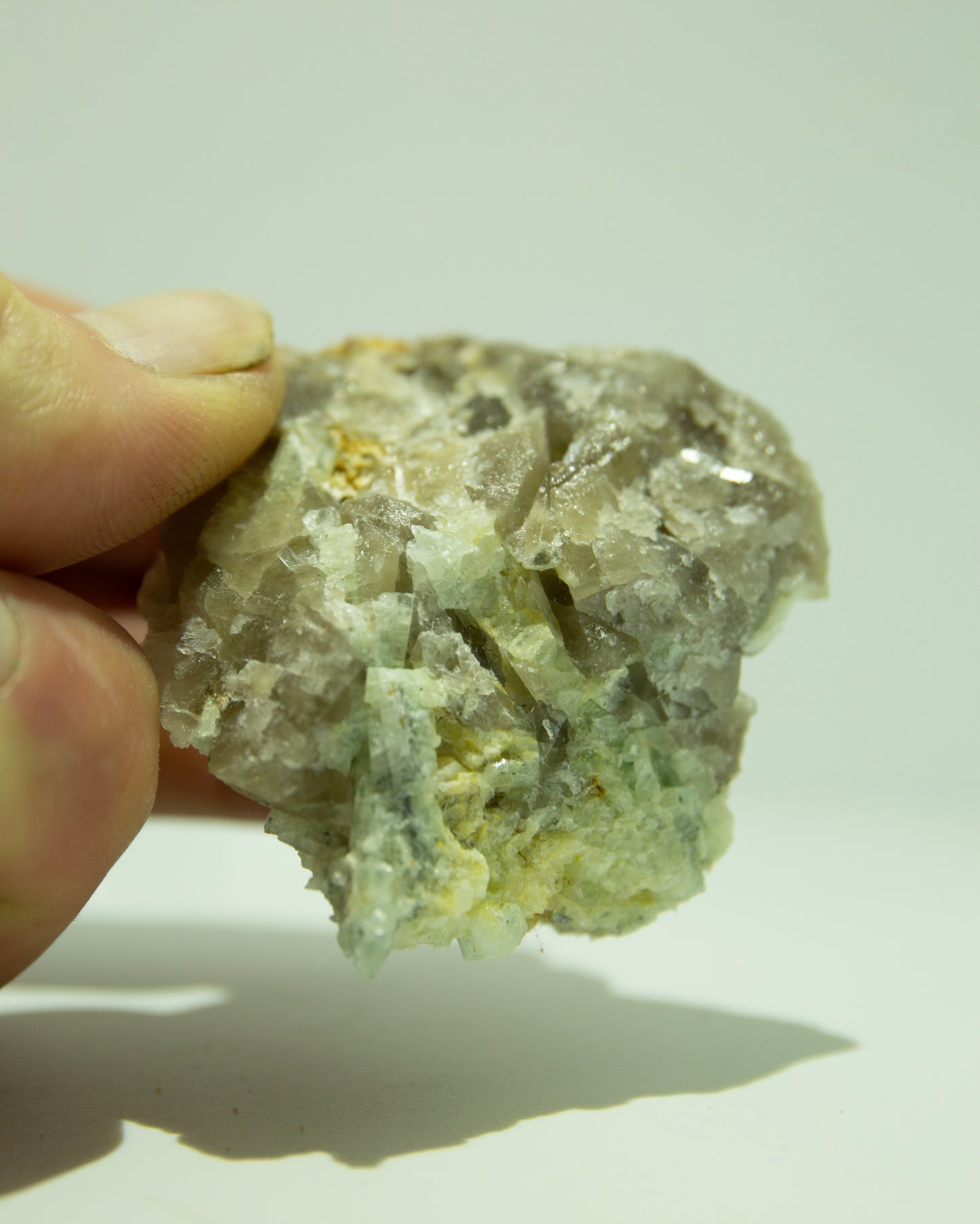 Blue beryl smoky quartz combo