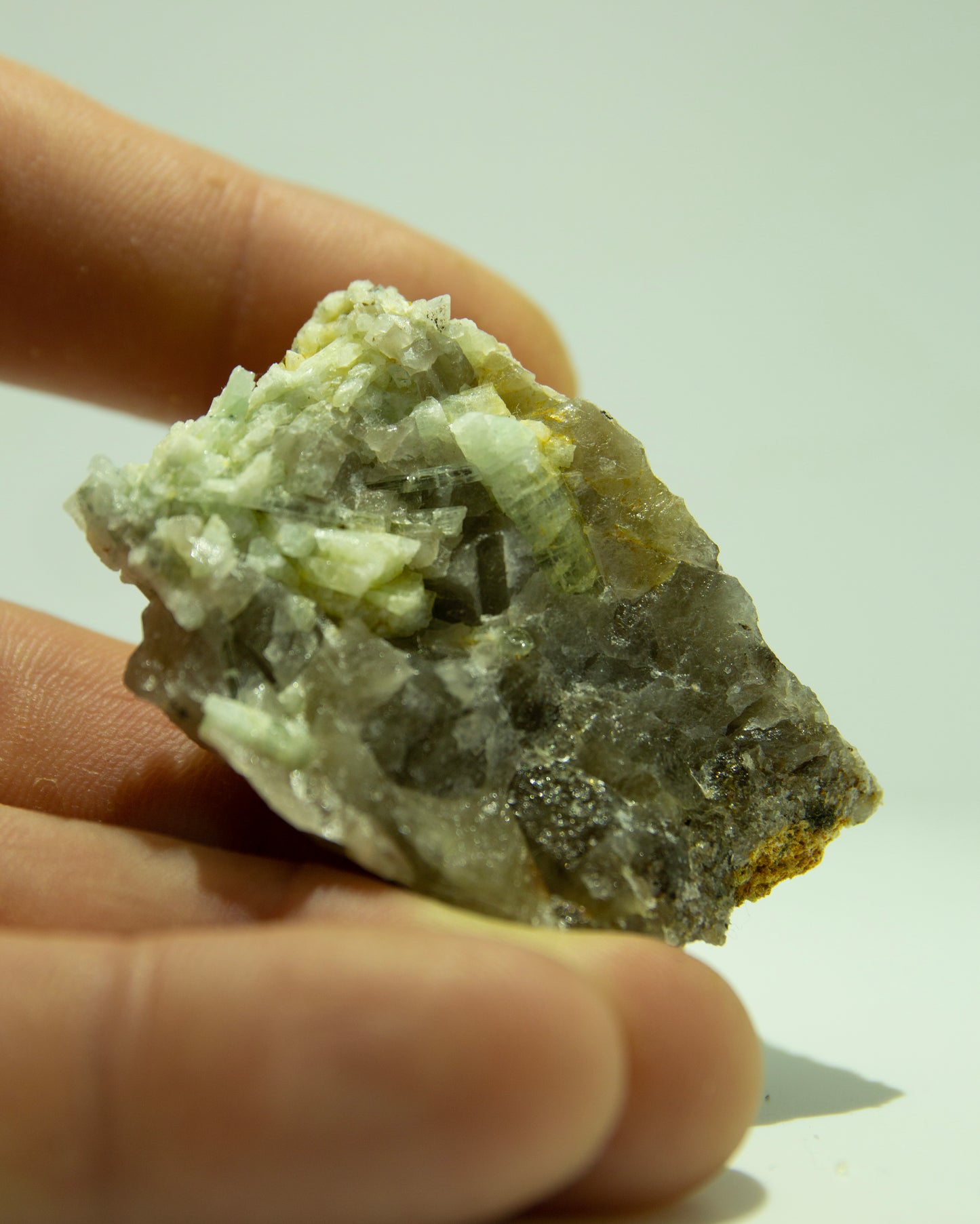 Blue beryl smoky quartz combo